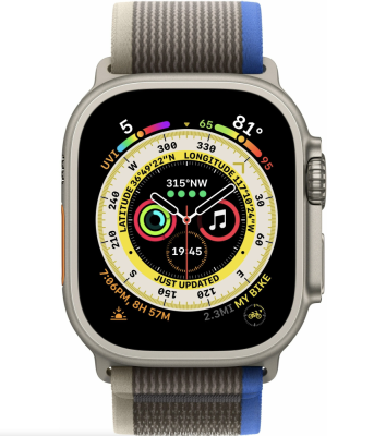 Фото 2 — Apple Watch Ultra 49 мм, корпус из титана, ремешок Trail (M/L) Синий/Серый