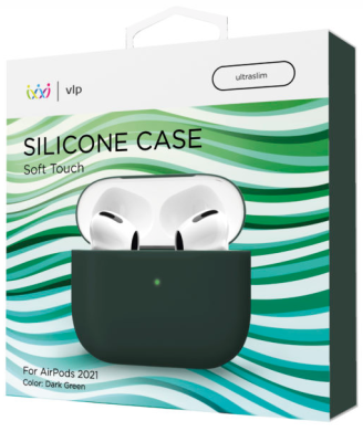 Фото 1 — Чехол силиконовый "vlp" Soft Touch Apple AirPods 3, темно-зеленый