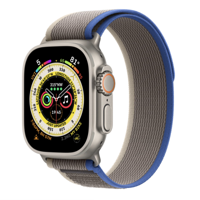 Фото 1 — Apple Watch Ultra 49 мм, корпус из титана, ремешок Trail (M/L) Синий/Серый
