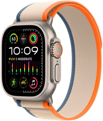 Фото 1 — Apple Watch Ultra 2 49 мм, корпус из титана, ремешок Trail (S/M) Оранжевый/Бежевый