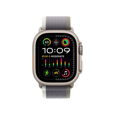 Фото 2 — Apple Watch Ultra 2 49 мм, корпус из титана, ремешок Trail (M/L) Зеленый/Серый