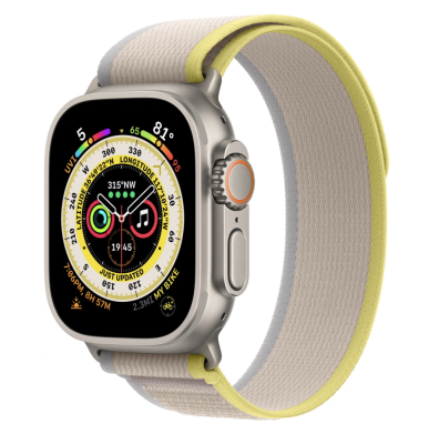 Фото 1 — Apple Watch Ultra 49 мм, корпус из титана, ремешок Trail (M/L) Желтый/Бежевый