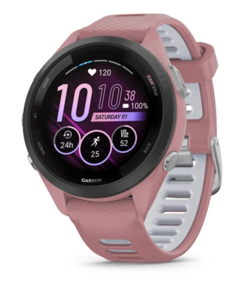Фото 1 — Умные часы Garmin Forerunner 265S 42mm Black Bezel with Light Pink Case and Light Pink/Whitestone Si